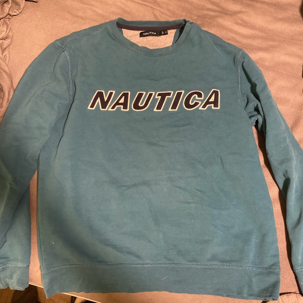Nautica Teal Logo Crewneck Sweatshirt Medium